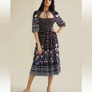NWT Anthropologie Dasha Smocked Midi Dress